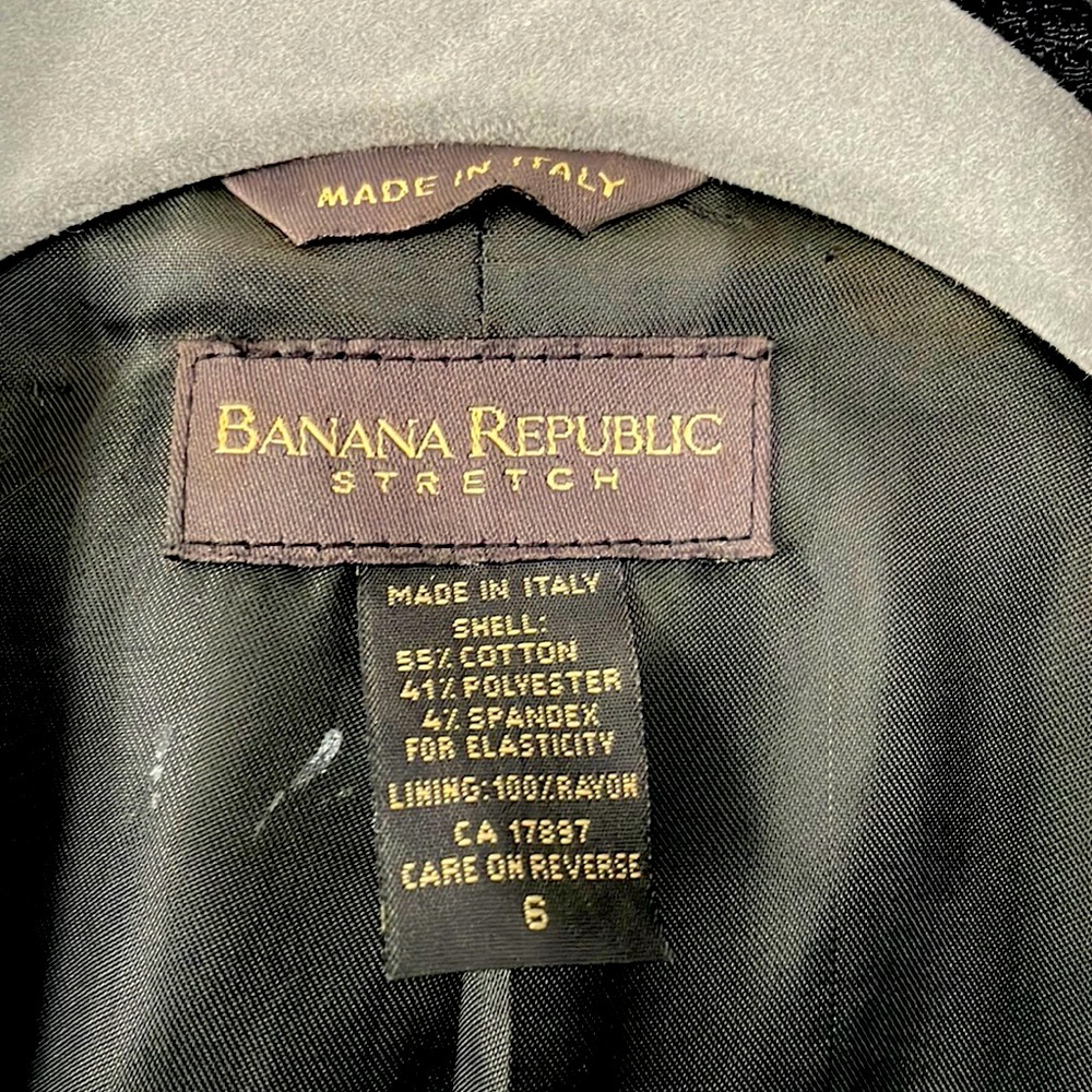 Banana Republic STRETCH Black Size 6 Italian Long Coat